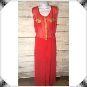 Women’s Coral Chiffon Romper